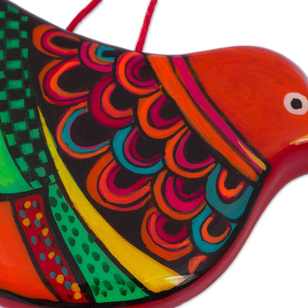 Ceramic Handcrafted and Painted Orange Dove Ornaments (Pair) - Happy Ginger Dove