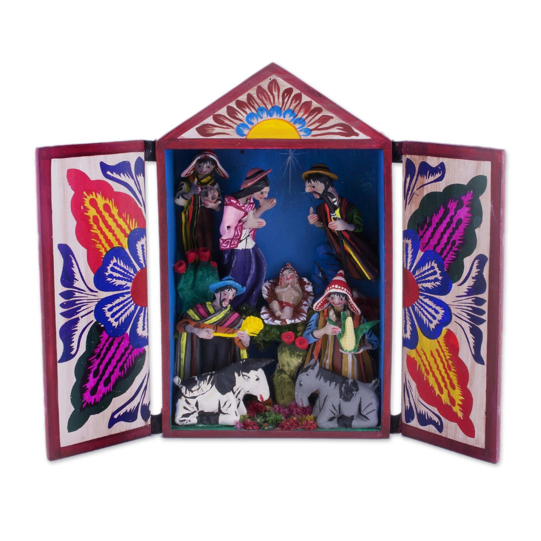 Wood and Plaster Dance Retablo from Peru - Christmas in Peru