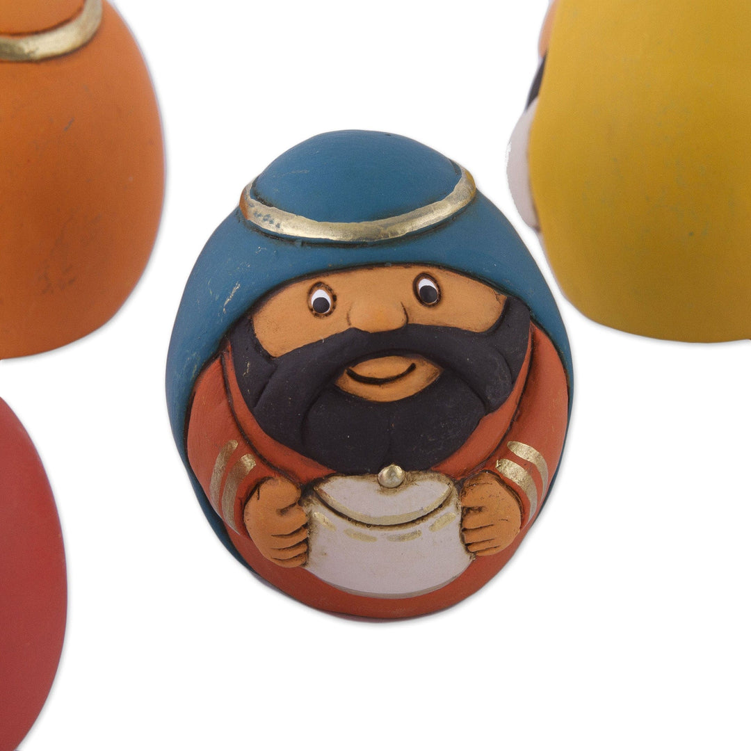 7 Piece Egg-Shaped Diminutive Ceramic Nativity Scene - Christmas Egg-citement