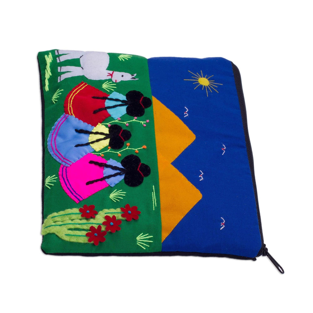 Handcrafted Cotton Blend Patchwork Cosmetic Bag from Peru - Walk in the Countryside