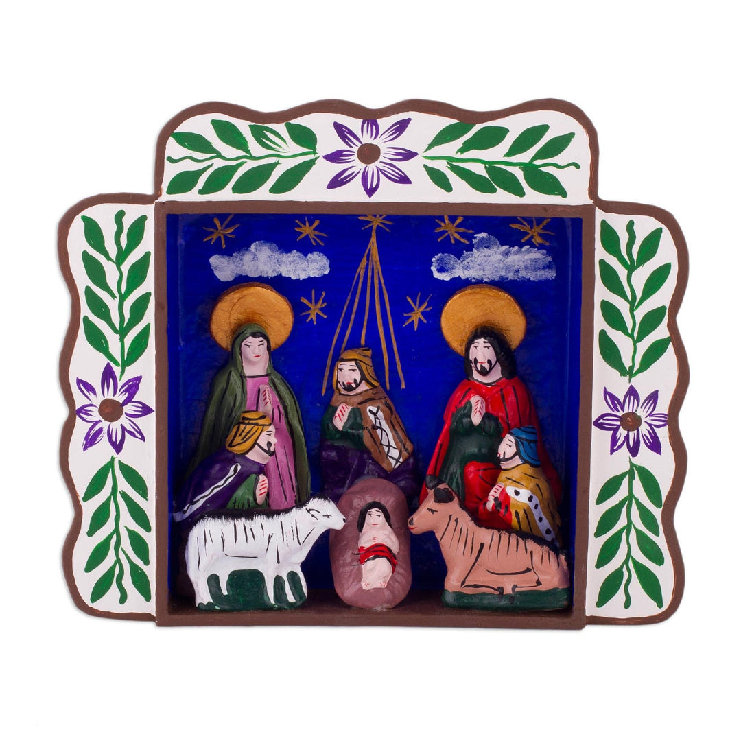 Three Kings Christmas-Themed Ayacucho Retablo from Peru - The Magi Bring Gifts