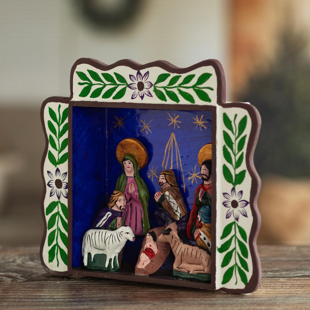 Three Kings Christmas-Themed Ayacucho Retablo from Peru - The Magi Bring Gifts