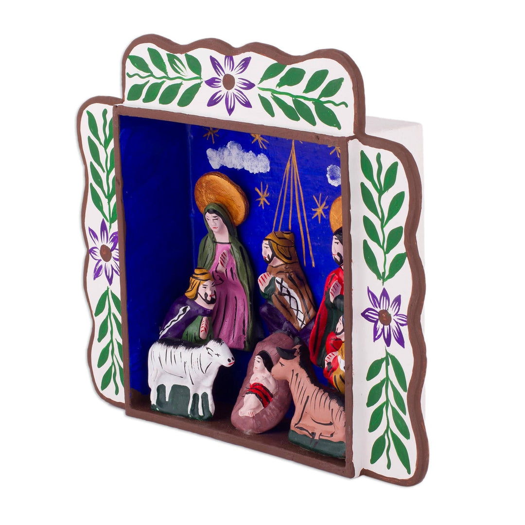 Three Kings Christmas-Themed Ayacucho Retablo from Peru - The Magi Bring Gifts