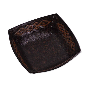 Pre-Hispanic Motif Handcrafted Tooled Leather Catchall - Kuelap Memories