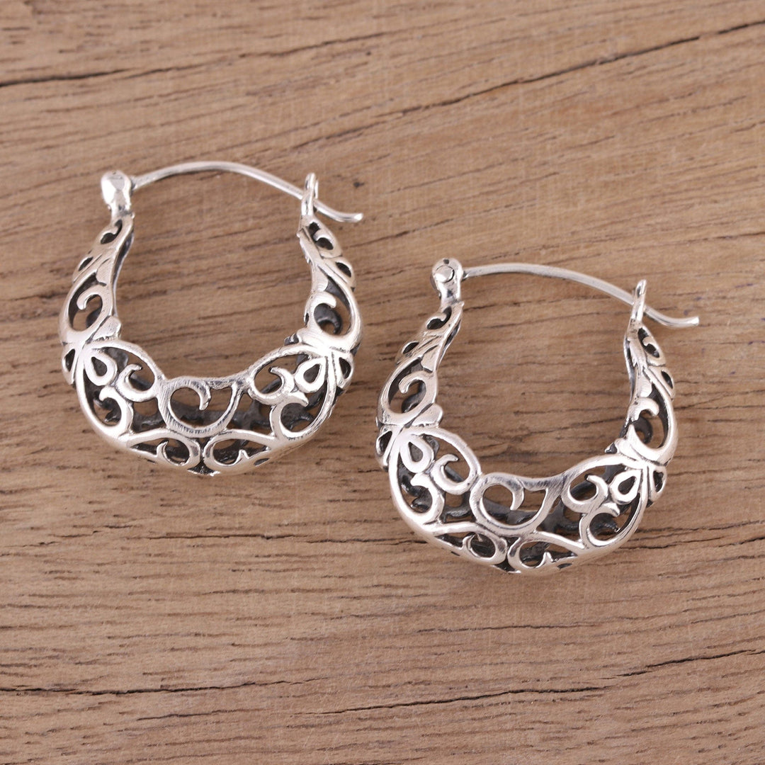 Handmade Sterling Silver Hoop Earrings with Jali Motif - Jali Grace