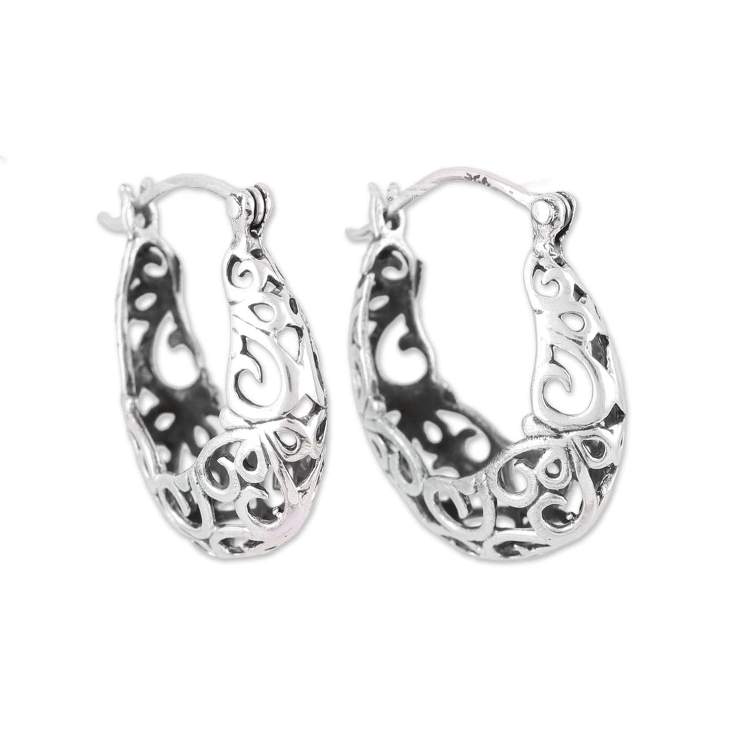 Handmade Sterling Silver Hoop Earrings with Jali Motif - Jali Grace