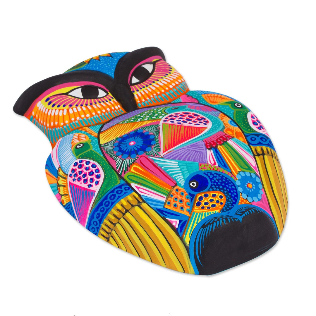 Hand-Painted Owl Ceramic Wall Ornament with Flowers - The Wisest Bird
