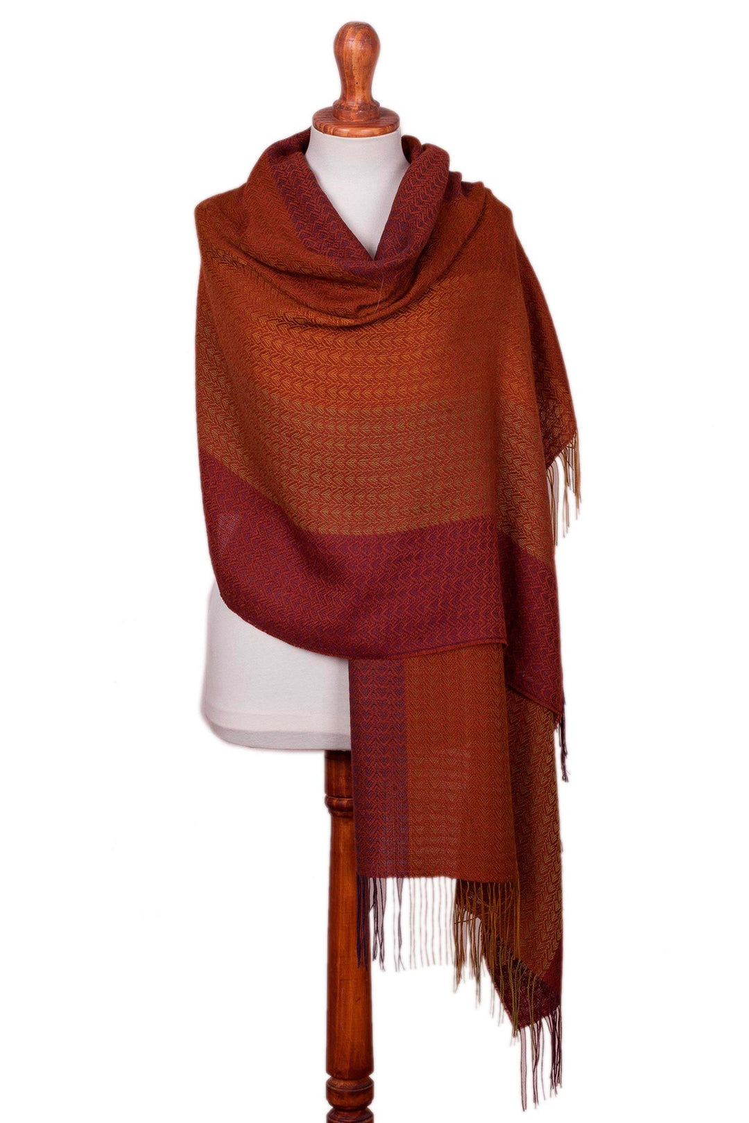 Handwoven Autumn-Colored Baby Alpaca Blend Shawl from Peru - Autumn Glory