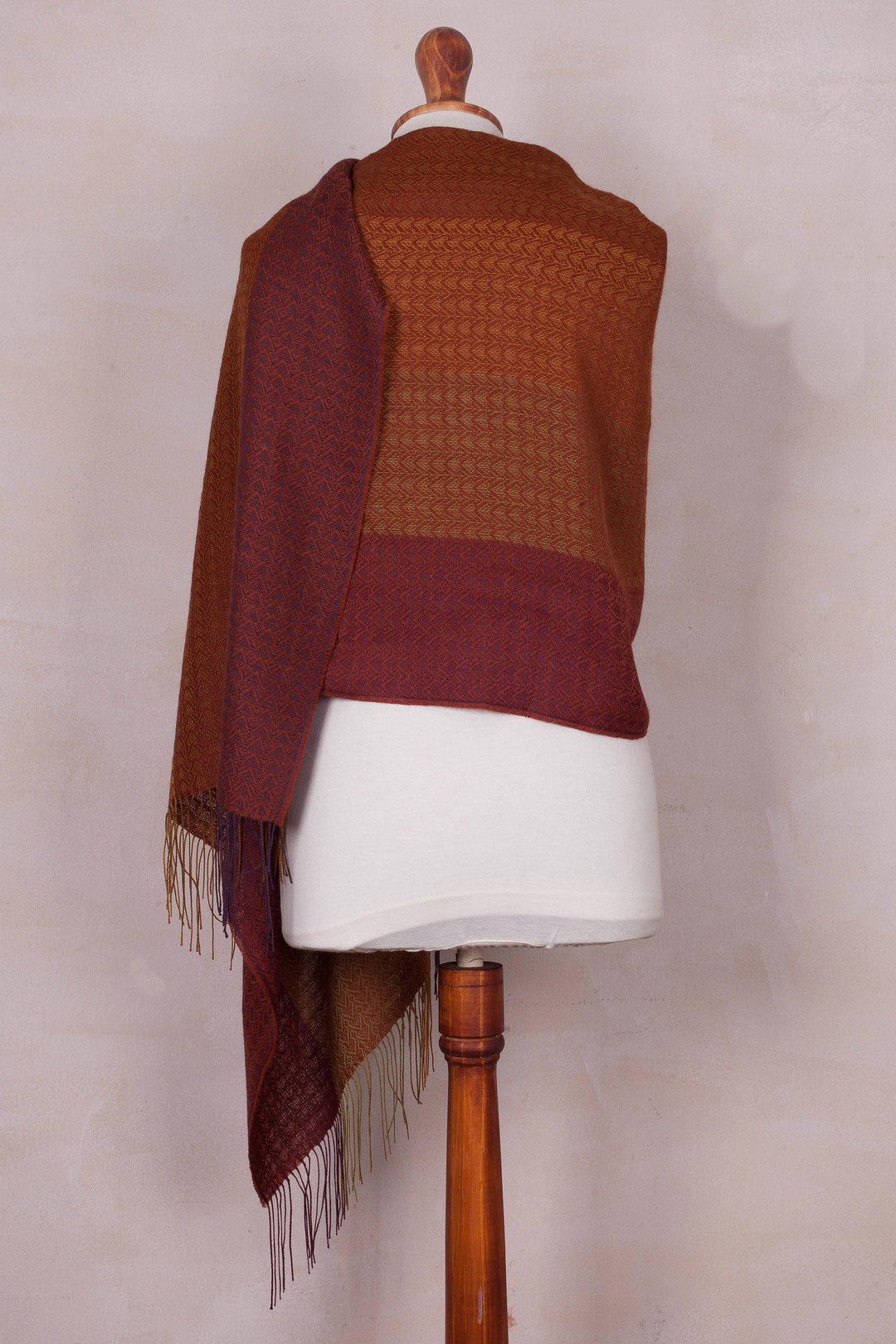 Handwoven Autumn-Colored Baby Alpaca Blend Shawl from Peru - Autumn Glory