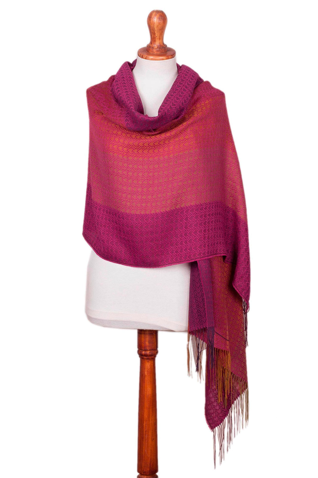 Handwoven Baby Alpaca Blend Shawl in Fuchsia from Peru - Ablaze