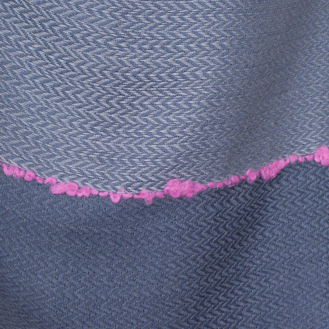 Pink and Grey Baby Alpaca Blend Hand Woven Shawl - Stone Rose