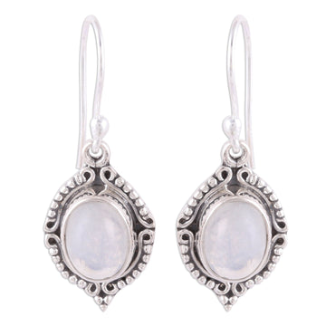 Rainbow Moonstone and Sterling Silver Dangle Earrings - Divine Allure