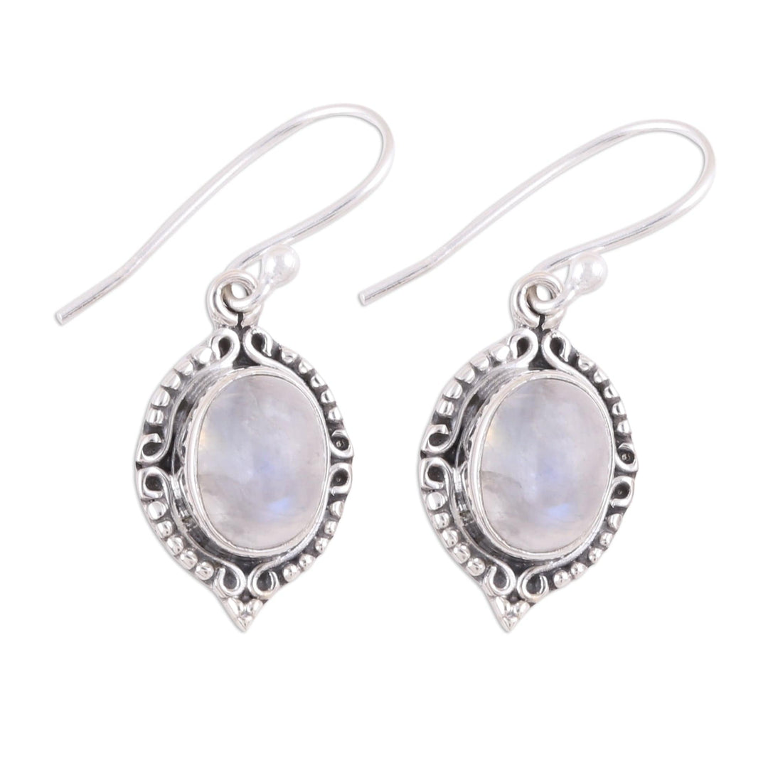 Rainbow Moonstone and Sterling Silver Dangle Earrings - Divine Allure
