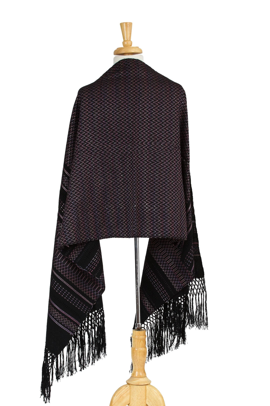 Handwoven Patterned Cotton Shawl from Mexico - Elegant Designs