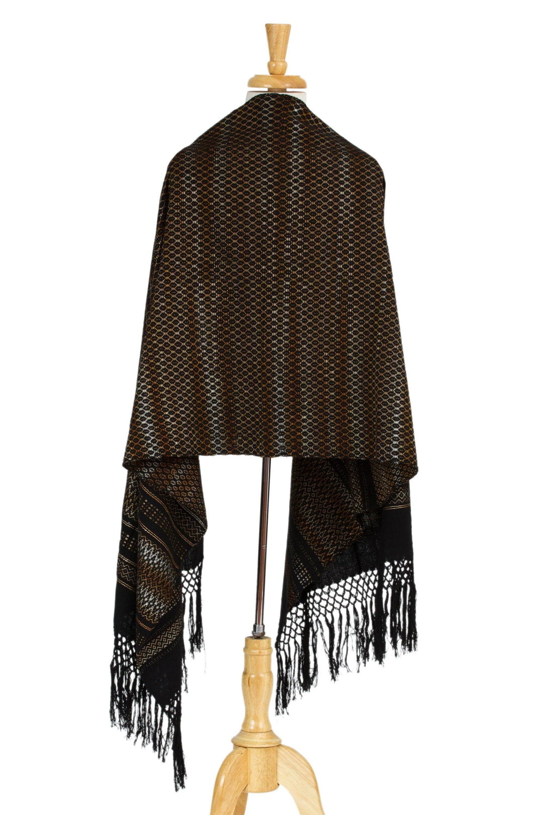 Artisan Handwoven Cotton Shawl from Mexico - Sophisticated Designs