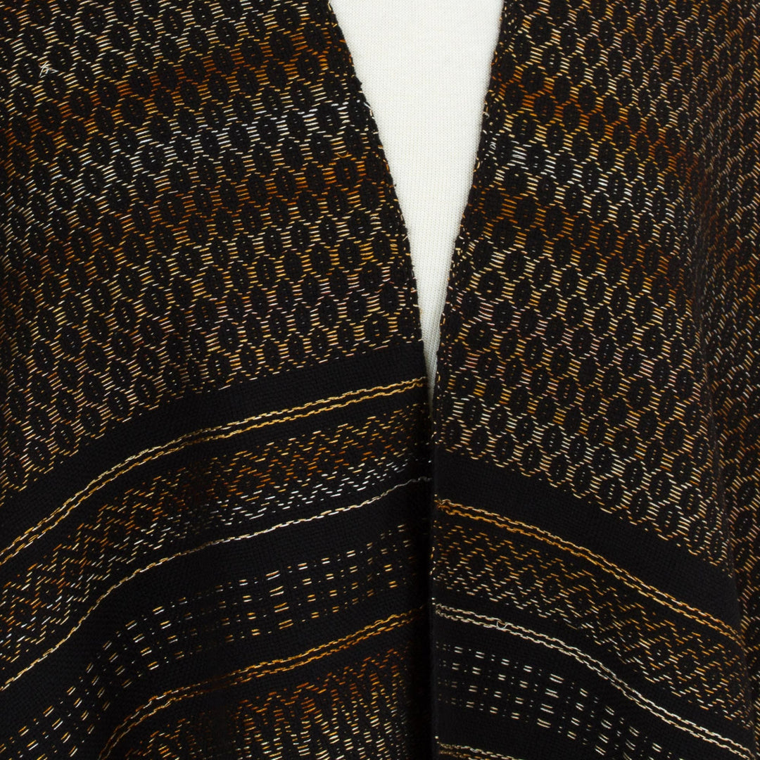 Artisan Handwoven Cotton Shawl from Mexico - Sophisticated Designs