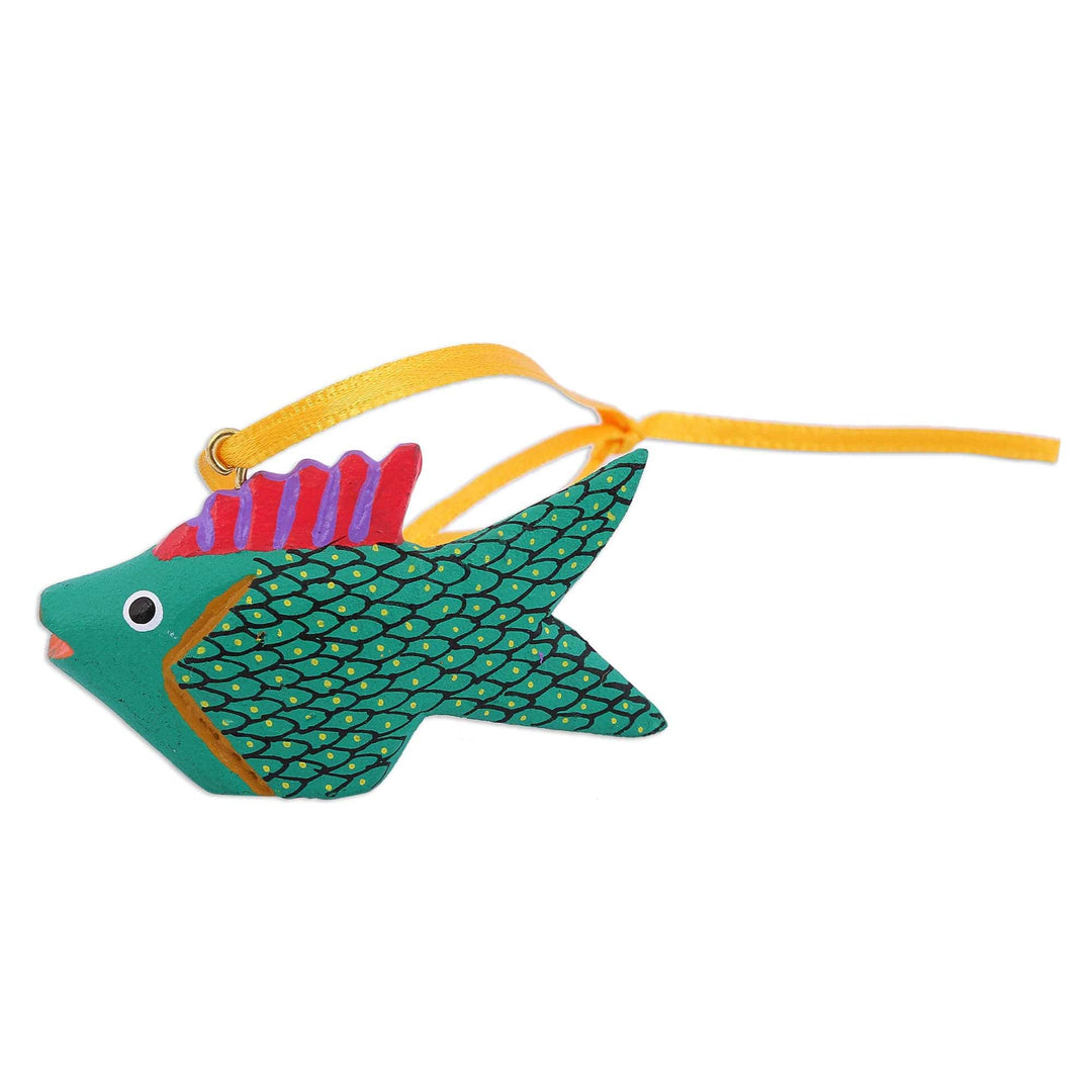 Painted Wood Alebrije Fish Ornaments (Set of 5) from Mexico - Sweet Fish
