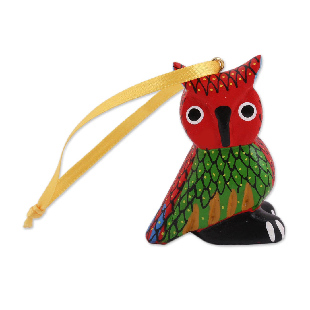 Painted Wood Alebrije Owl Ornaments (Set of 5) from Mexico - Sweet Owls