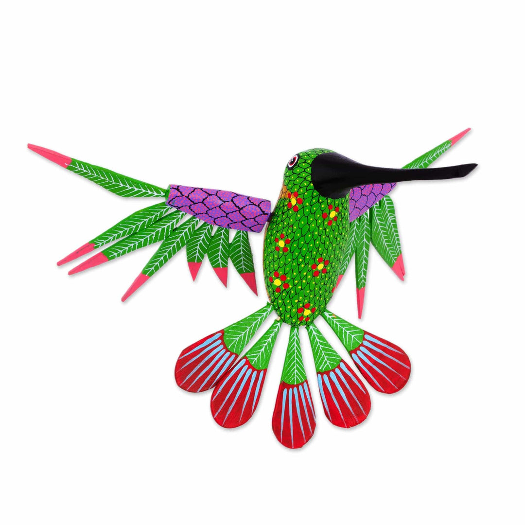 Hummingbird Alebrije Home Accent Hand Crafted in Oaxaca - Vibrant Hummingbird