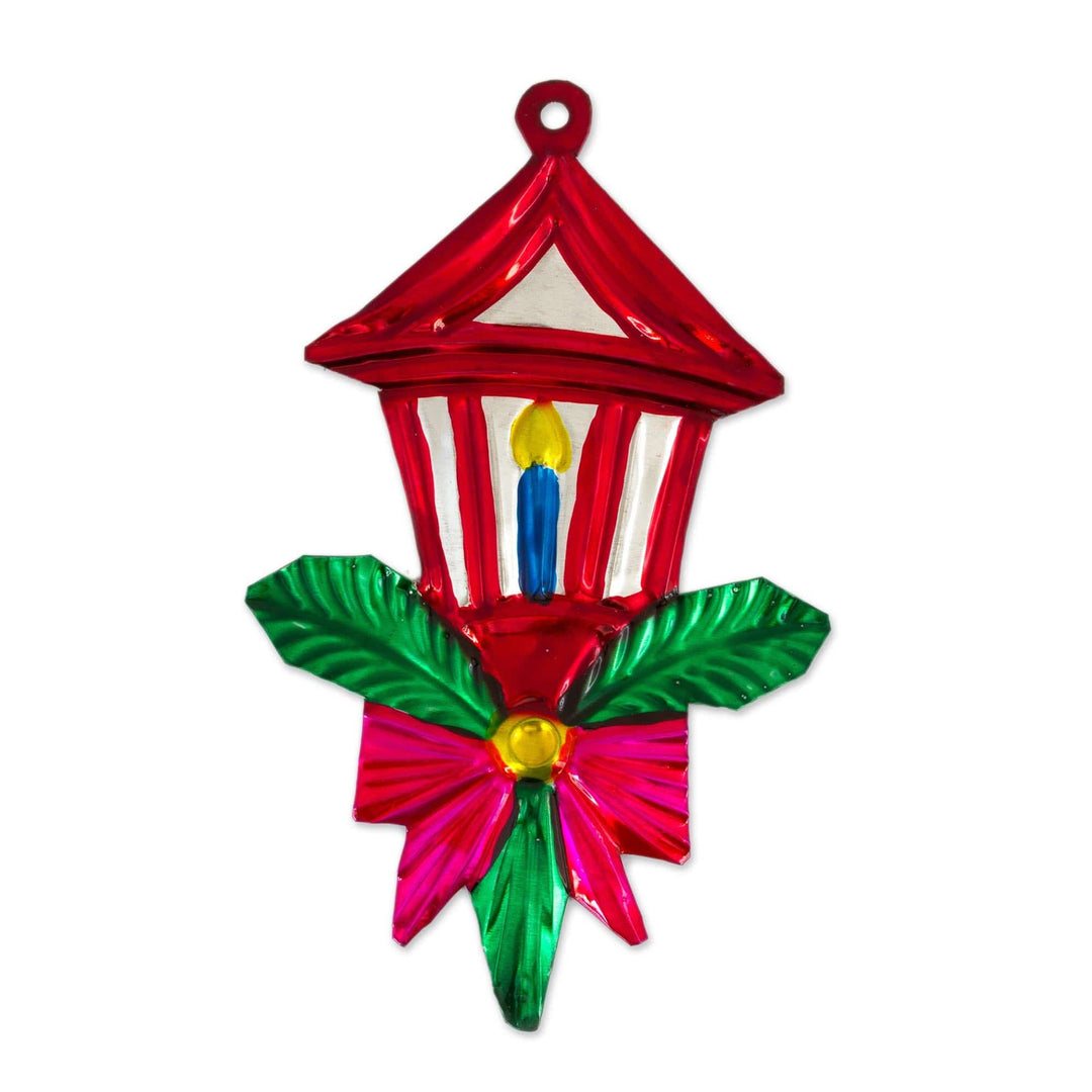 Mexican Hand Painted Tin Lantern Ornaments (set of 6) - Candle Lights