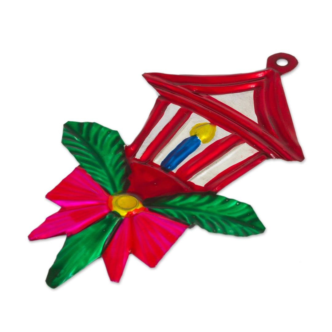 Mexican Hand Painted Tin Lantern Ornaments (set of 6) - Candle Lights