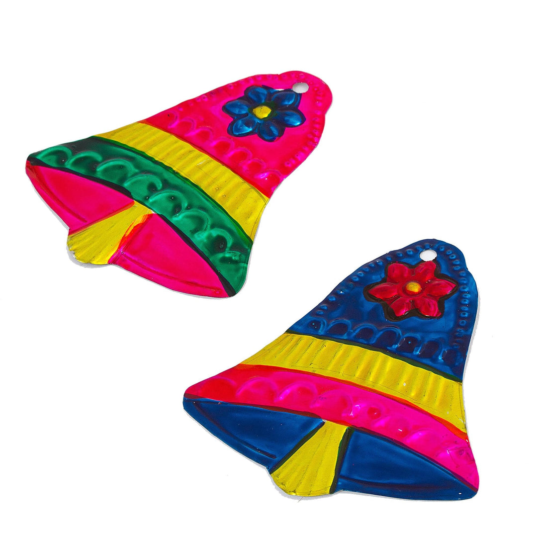 Mexican Hand Crafted Tin Christmas Bell Ornaments (set of 6) - The Town Bells