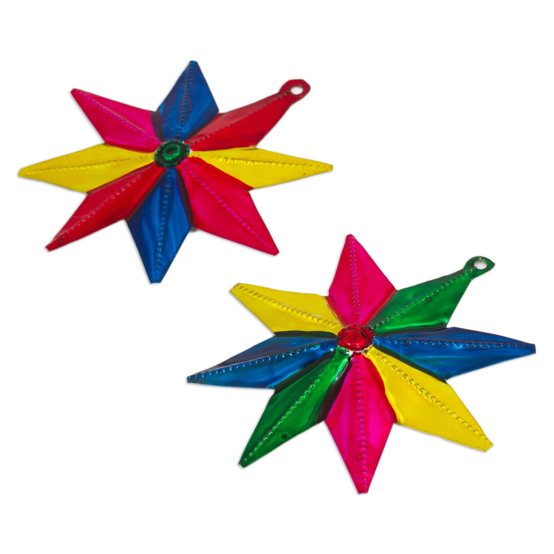 Mexican Artisan Crafted Tin Star Ornaments (set of 6) - Guiding Stars
