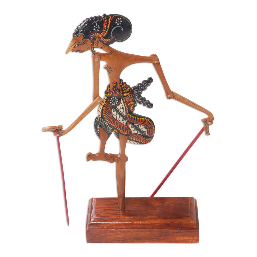 Teak Hindu Warrior Yudistira Decorative Shadow Puppet - Yudistira
