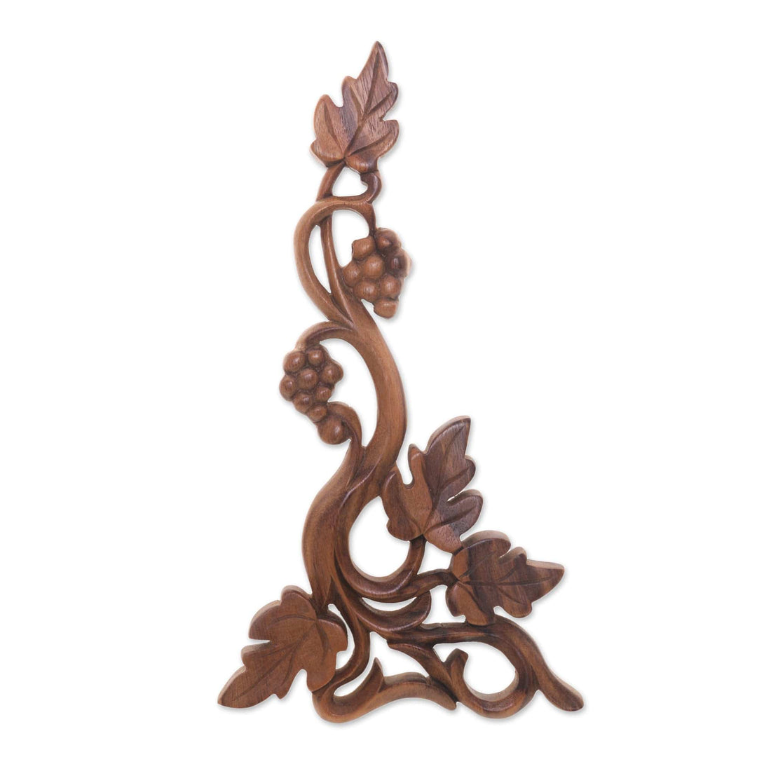 Suar Wood Grape Vine Relief Panel from Bali - Grape Vine