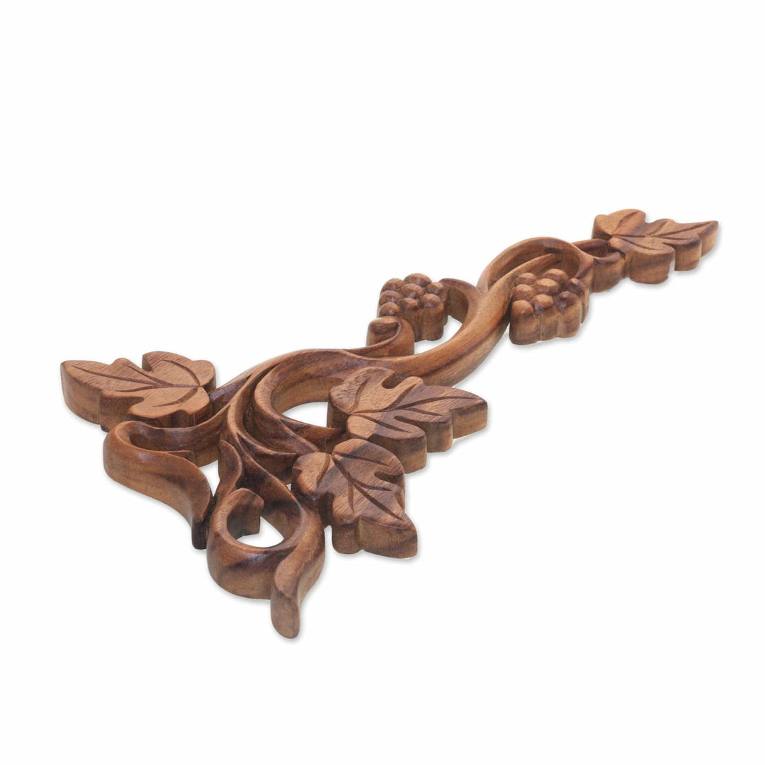 Suar Wood Grape Vine Relief Panel from Bali - Grape Vine
