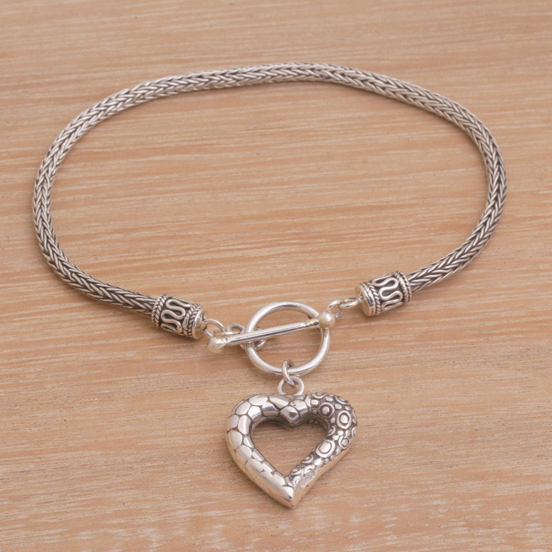 Sterling Silver Heart Charm Bracelet Crafted in Bali - Love Is Complex