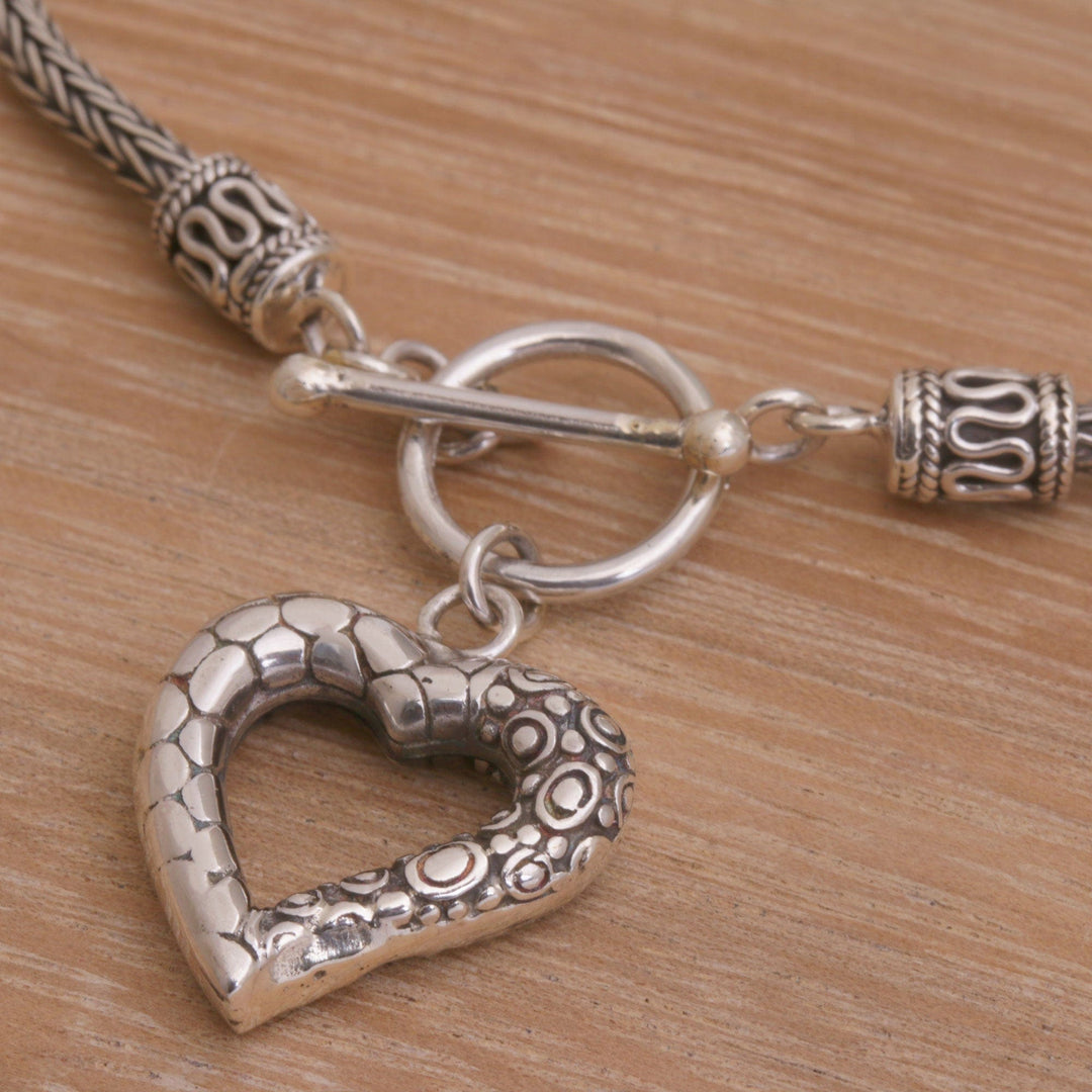 Sterling Silver Heart Charm Bracelet Crafted in Bali - Love Is Complex