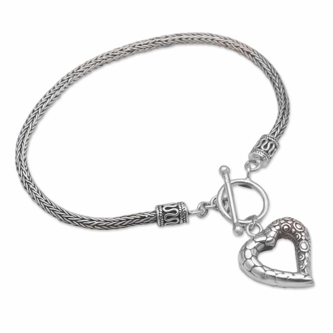 Sterling Silver Heart Charm Bracelet Crafted in Bali - Love Is Complex
