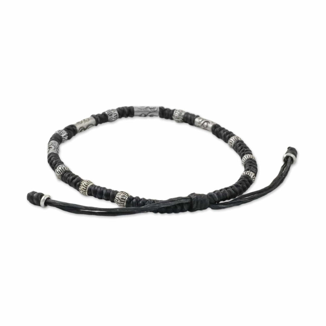 Hill Tribe Style 950 Silver And Black Cord Bracelet - True Balance in Black