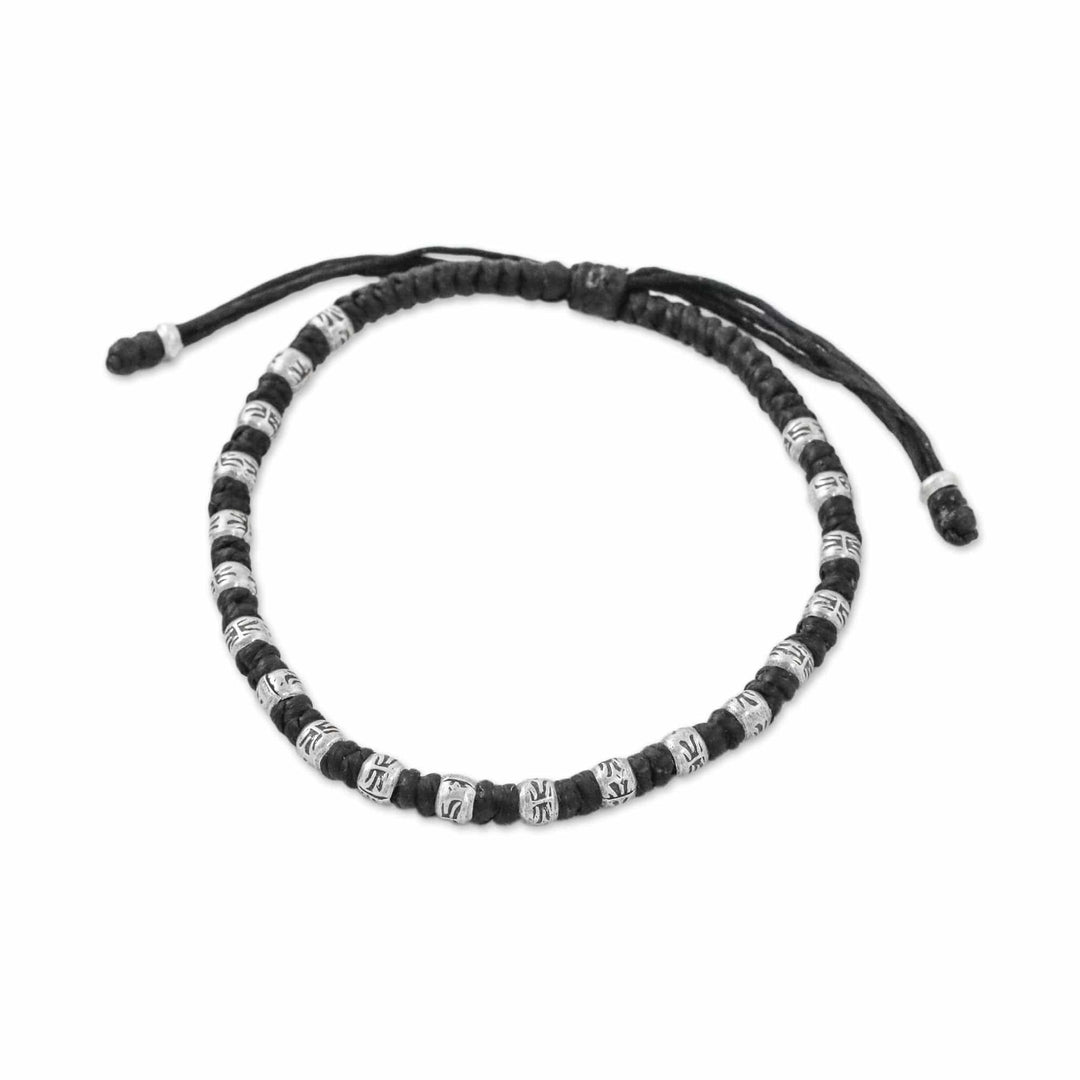 Braided Black Cord Bracelet Handmade in Thailand - Enterprise in Black