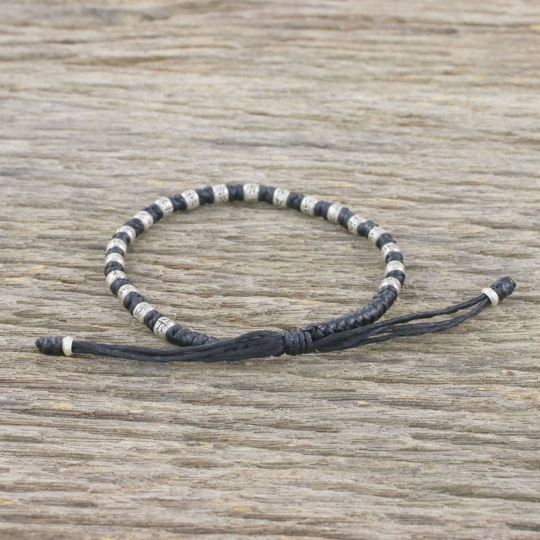 Braided Black Cord Bracelet Handmade in Thailand - Enterprise in Black