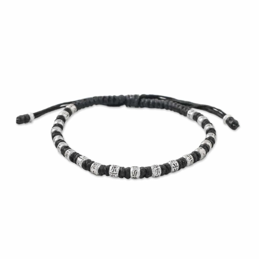 Braided Black Cord Bracelet Handmade in Thailand - Enterprise in Black