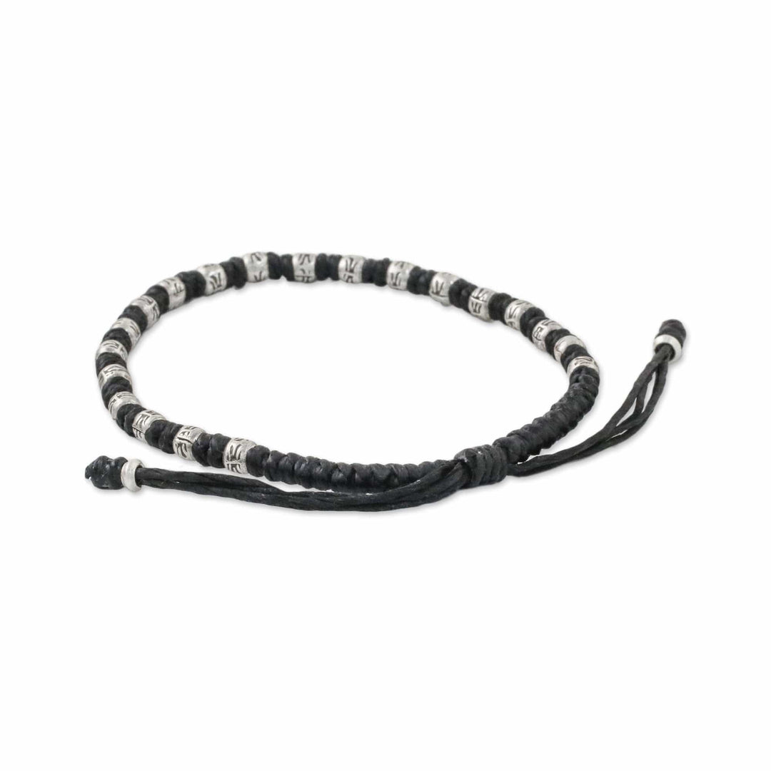Braided Black Cord Bracelet Handmade in Thailand - Enterprise in Black