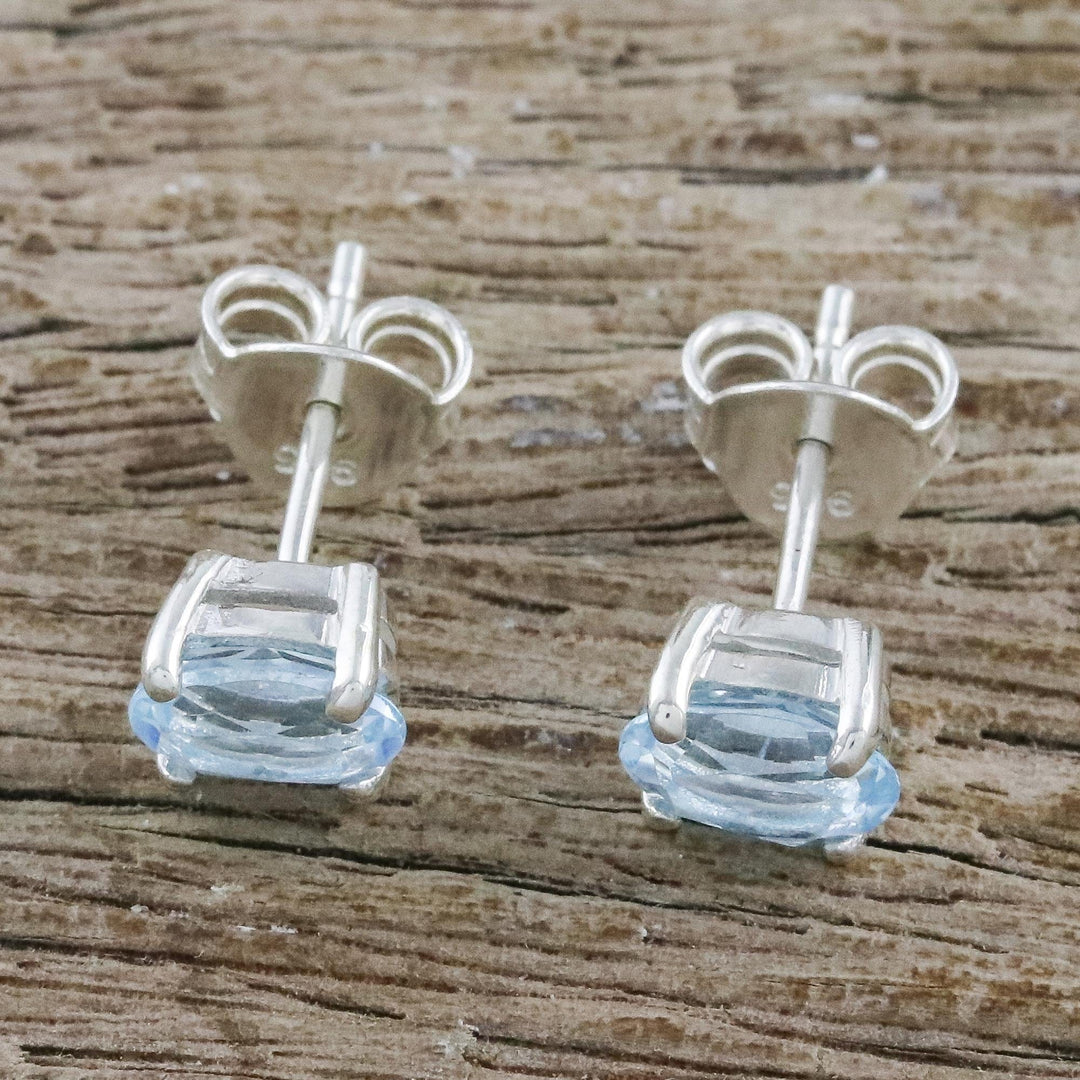 Classic Blue Topaz Stud Earrings from Thailand - Everlasting Blue