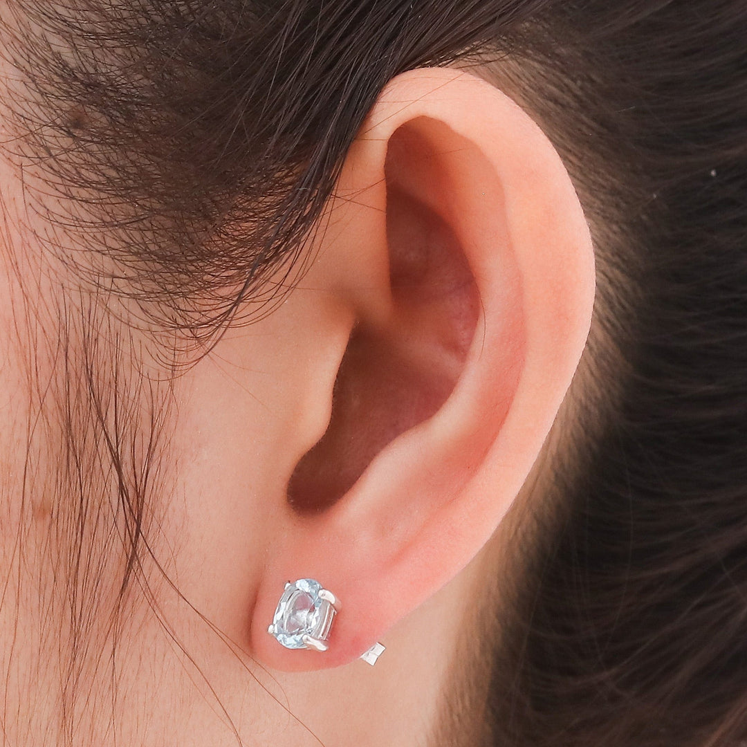 Classic Blue Topaz Stud Earrings from Thailand - Everlasting Blue