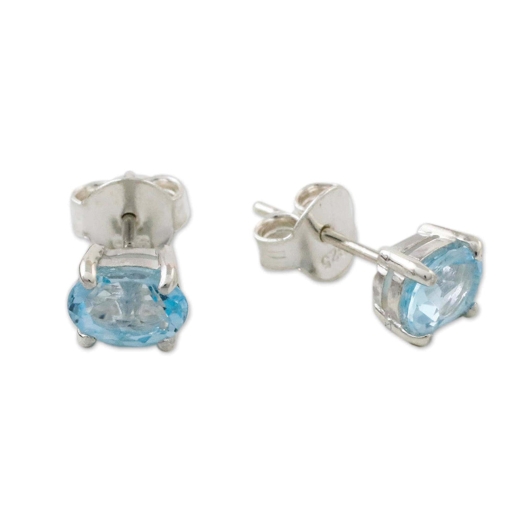 Classic Blue Topaz Stud Earrings from Thailand - Everlasting Blue