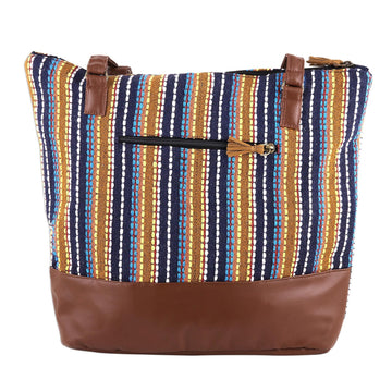 Handmade Multi-Colored Cotton Striped Shoulder Bag - Stylish Stripes