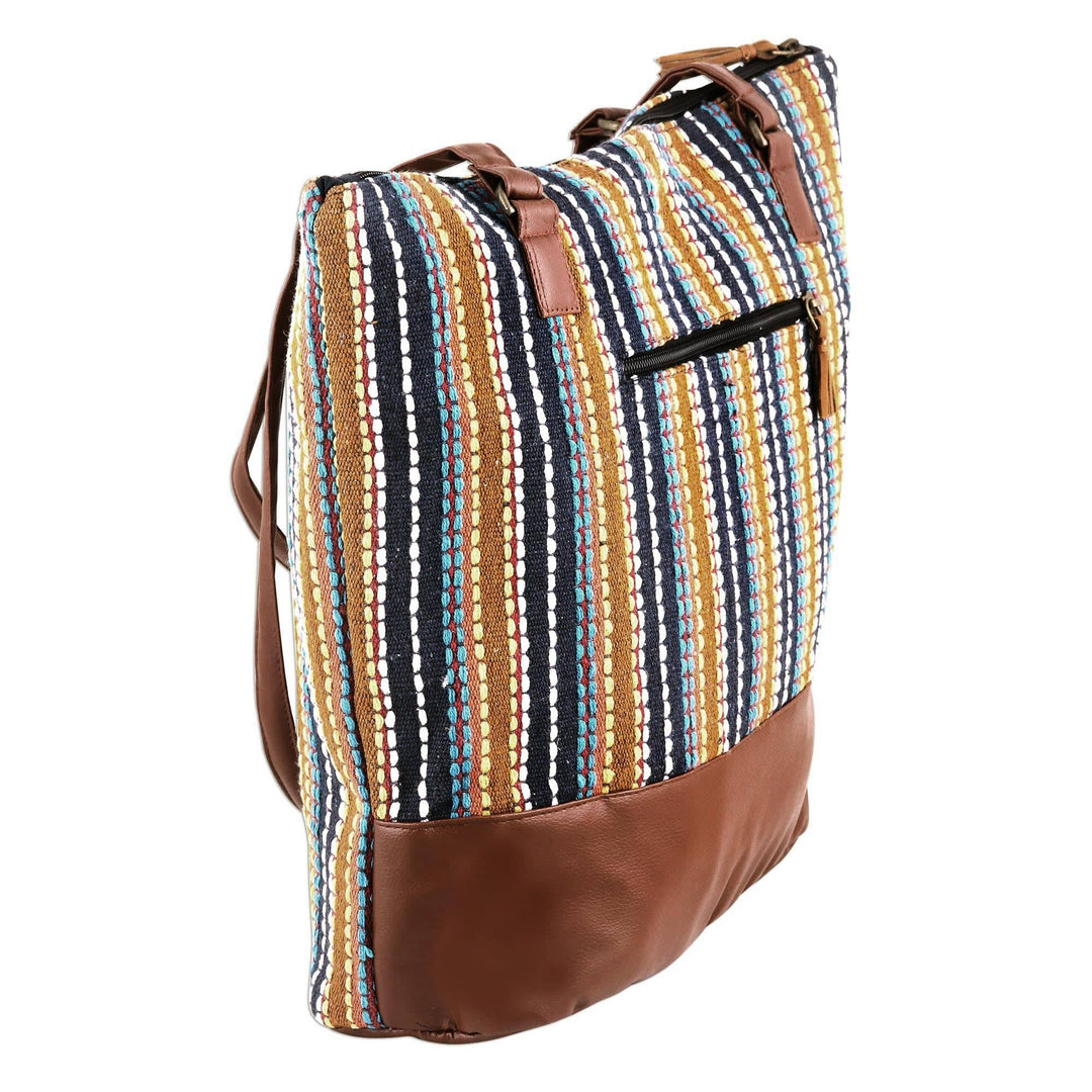 Handmade Multi-Colored Cotton Striped Shoulder Bag - Stylish Stripes