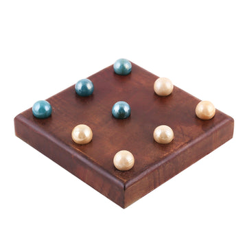 Handmade Mango Wood and Glass Tic-Tac-Toe Game Set - Terni Lapilli