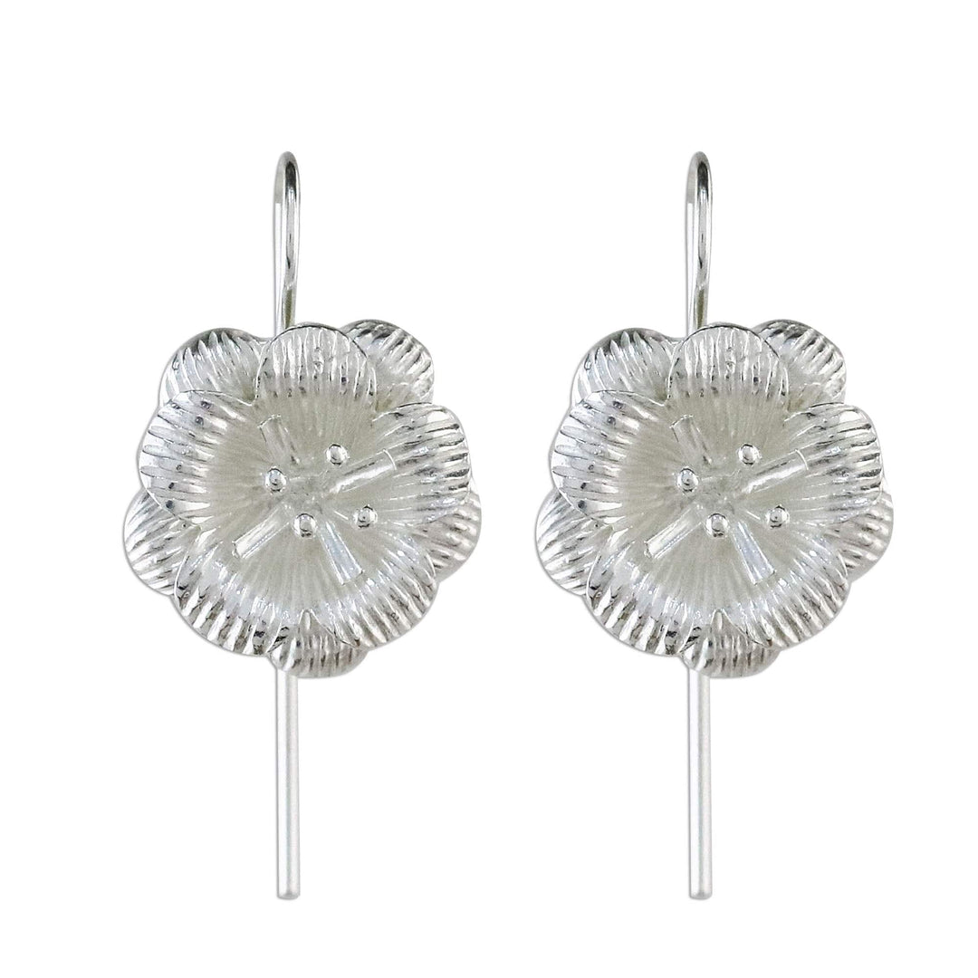 Floral Sterling Silver Drop Earrings from Thailand - Tasteful Blossoms