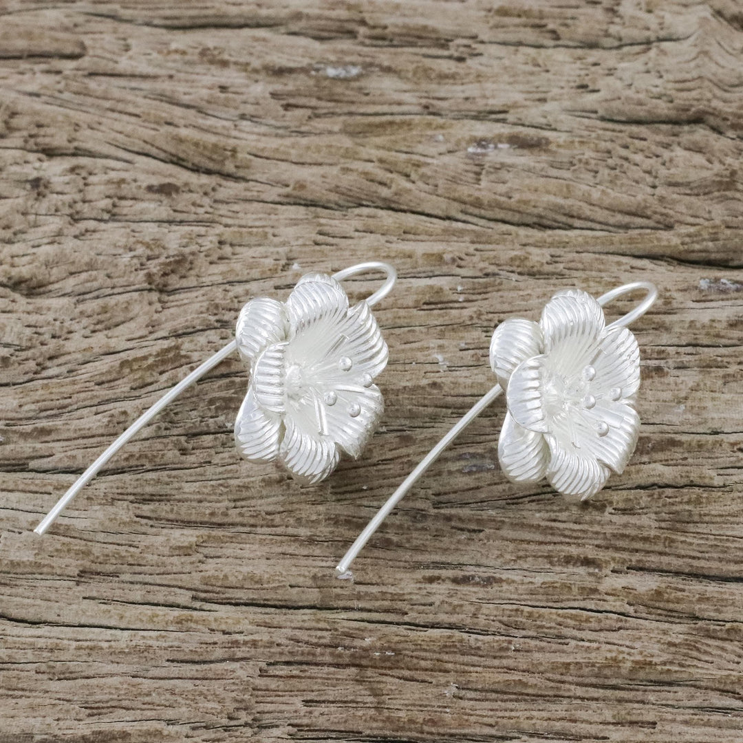Floral Sterling Silver Drop Earrings from Thailand - Tasteful Blossoms