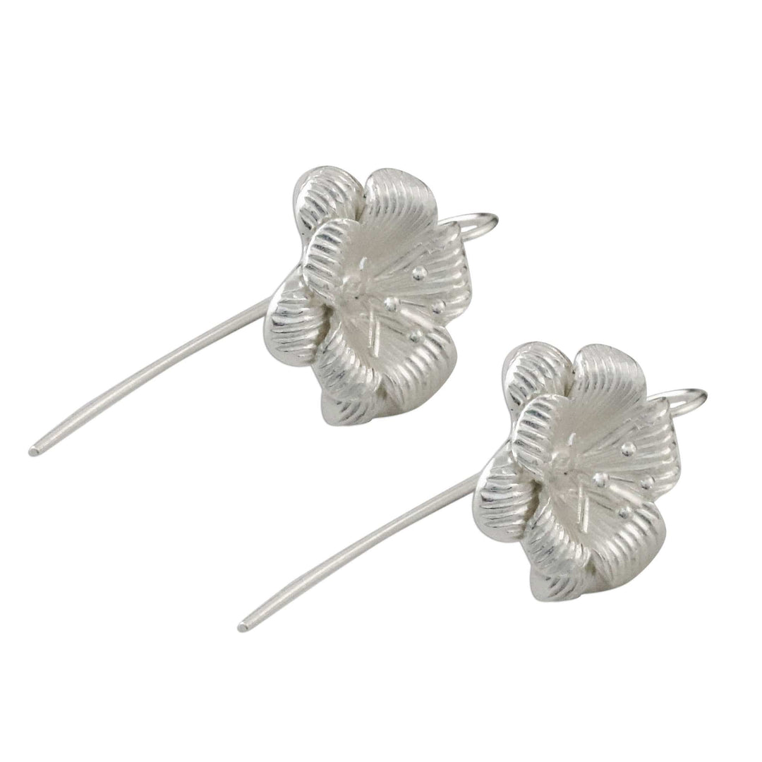 Floral Sterling Silver Drop Earrings from Thailand - Tasteful Blossoms