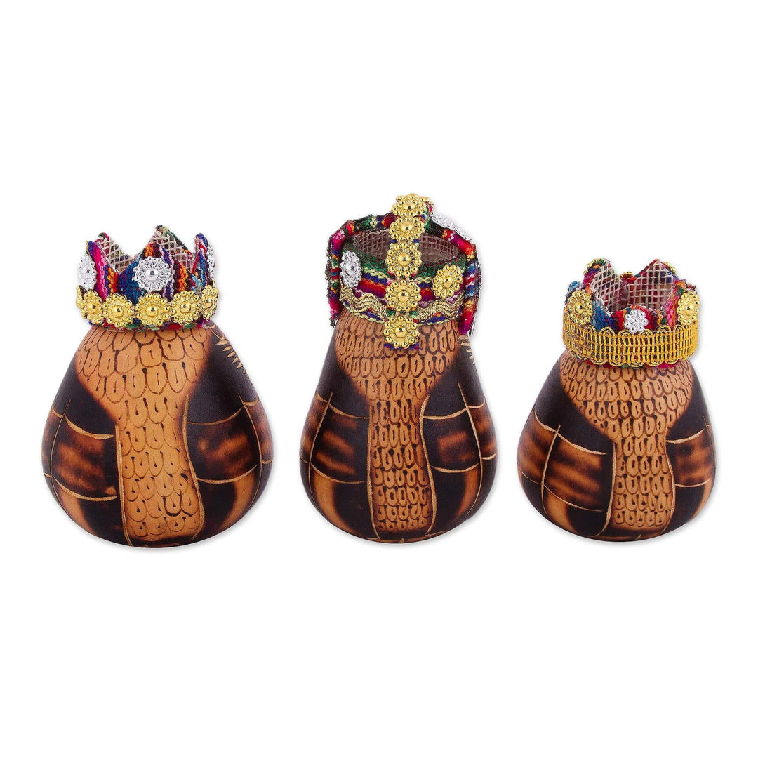 Owl Three Kings Gourd Figurines from Peru (Set of 3) - Three Kings
