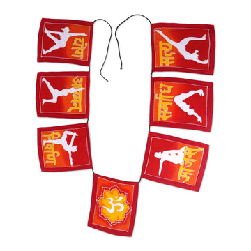 Red and Yellow Yoga Pose Rayon Flags Wall Decor Banner - Yoga Flags