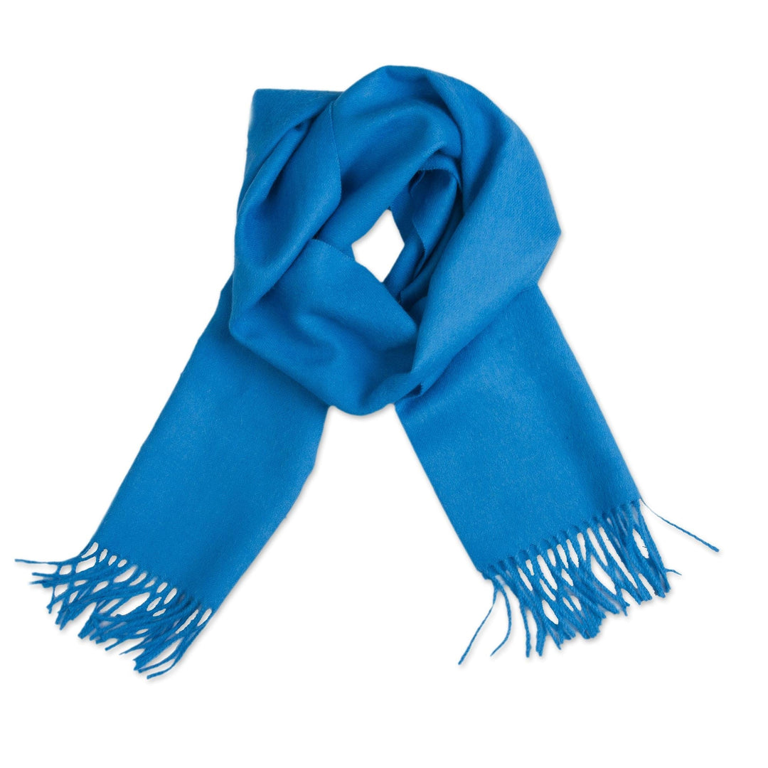 100% Baby Alpaca Azure Blue Scarf - Azure Embrace